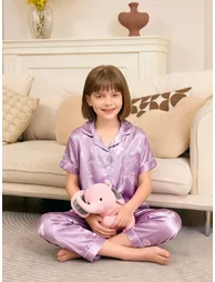 Girls Butterfly Print Pocket Detail Shirt and Pyjama Set - 5