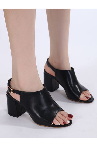 Buckle Slingback Block Heel Sandals