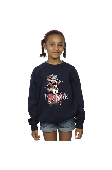 DC Comics Girls Harley Quinn Forces Of Nature Sweatshirt - Navy Blue