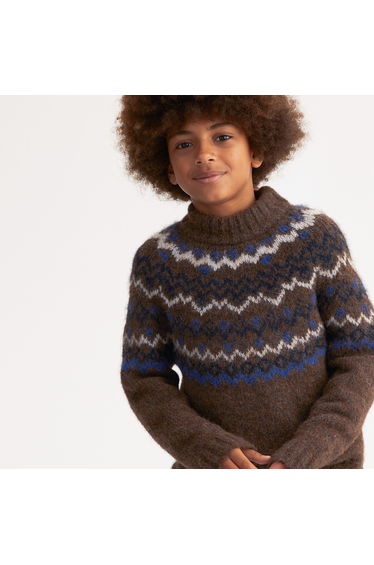 Jacquard Chunky Knit Jumper/Sweater with Crew Neck