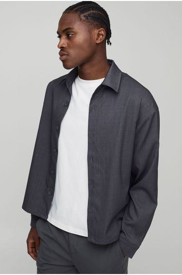 Oversized Twill Overshirt - charcoal