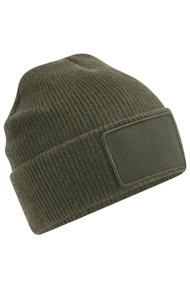 Beechfield Thinsulate Removable Patch Beanie - Military Green