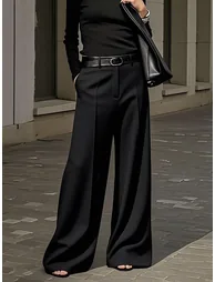 بنطلون كاجوال فضفاض بأرجل عريضة بسحاب