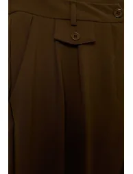 بنطلون بأرجل عريضة بثنيات - أخضر - 1
