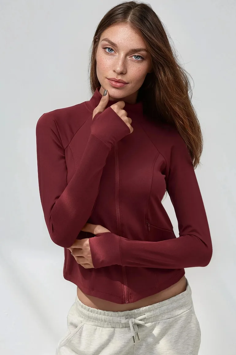 Fitted Knitted Turtleneck Active Top - 1