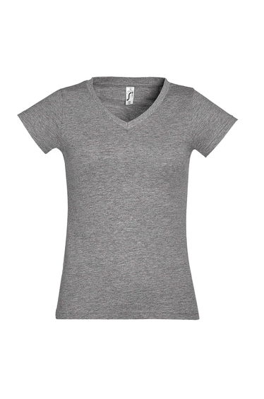 SOLs Womens/Ladies Moon V Neck Short Sleeve T-Shirt - Grey Marl