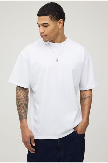 White Oversized Large Scale Landscape Print T-Shirt - white
