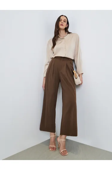 Women Brown Wide Leg Trousers