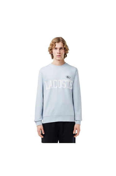 Lacoste Mens Flock Print Fleece Sweatshirt - Blue