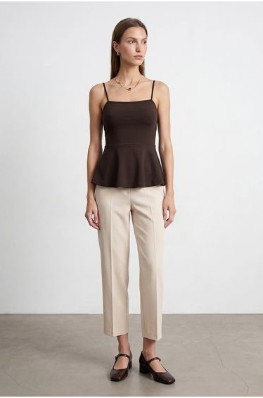 DILVIN Fitted Square-neck Frilly Cami Top