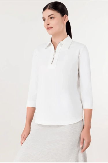Half-Zip Polo Top - SEASONAL WHITE