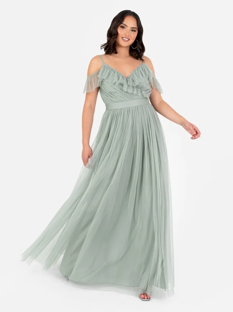 Shop Anaya With Love Frosty Green Cold Shoulder Maxi Dress with Sash Belt Online in Bahrain Shop Anaya With Love Frosty Green Cold Shoulder Maxi Dress with Sash Belt Online in Bahrain