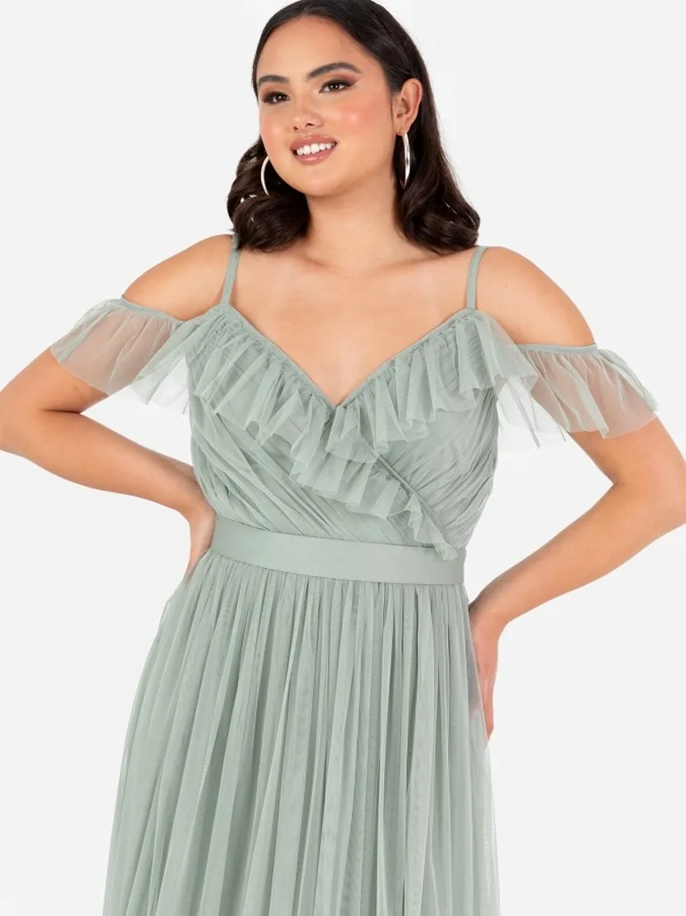 Shop Anaya With Love Frosty Green Cold Shoulder Maxi Dress with Sash Belt  Online in Oman
