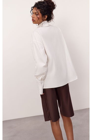 Chocolate Woven Tie Detail Tailored Jorts product thumbnail 3