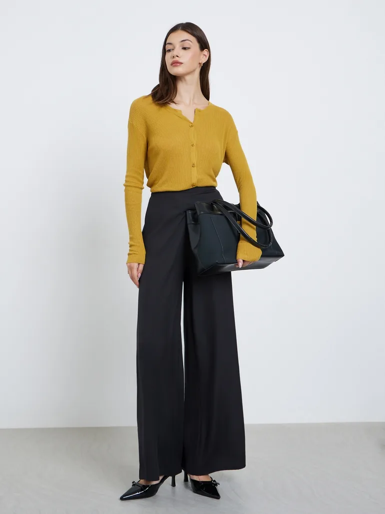 Wide Leg Tailored Full Length Pants - 1