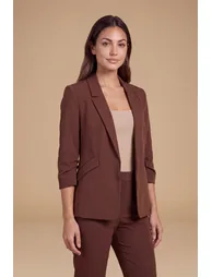 Petite Ruched Sleeve Blazer - 2