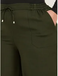 Plus Size Belted Straight Leg Tapered Pants - 2
