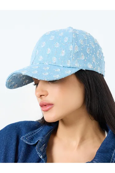 Sequined Distressed Cap