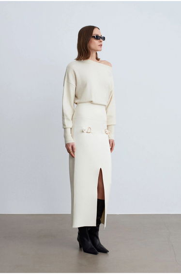 Dilvin High-Waist Ribbed Maxi Skirt product thumbnail 2