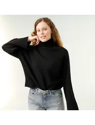 Warm high-neck sweater BLACK - 1