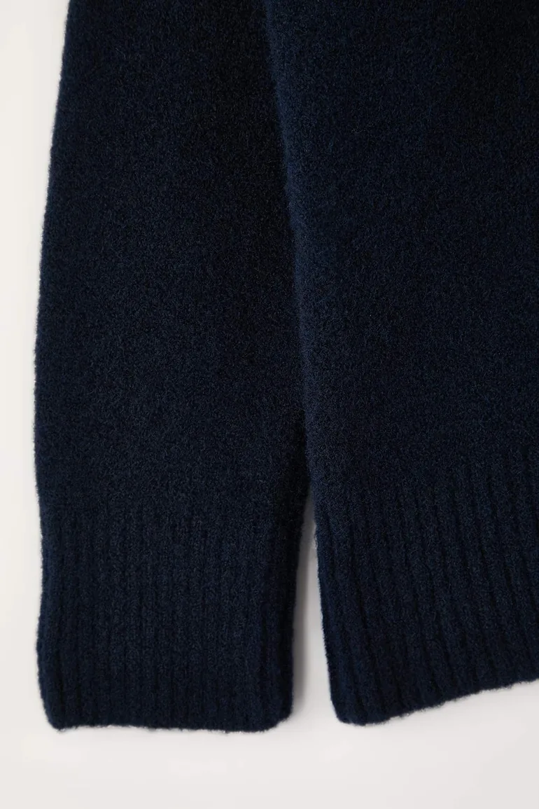 Navy blue polo neck soft touch knitwear sweater - 6