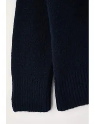 Navy blue polo neck soft touch knitwear sweater - 6