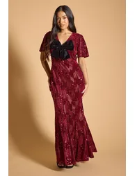 Petite Sequin Velvet Maxi Dress