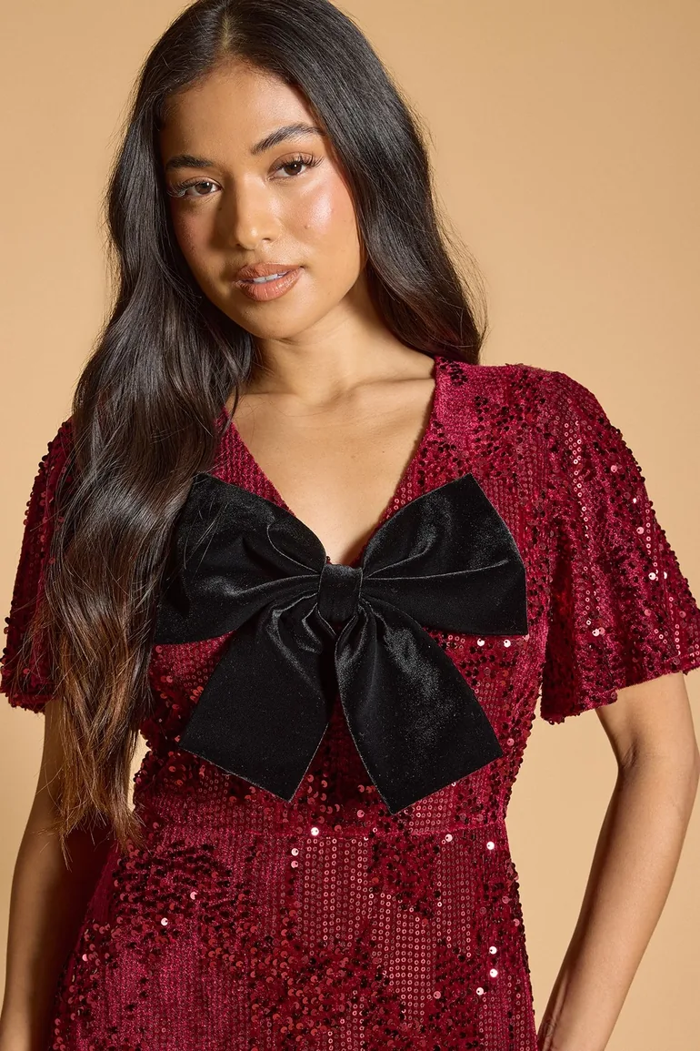 Petite Sequin Velvet Maxi Dress - 3