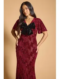Petite Sequin Velvet Maxi Dress - 2