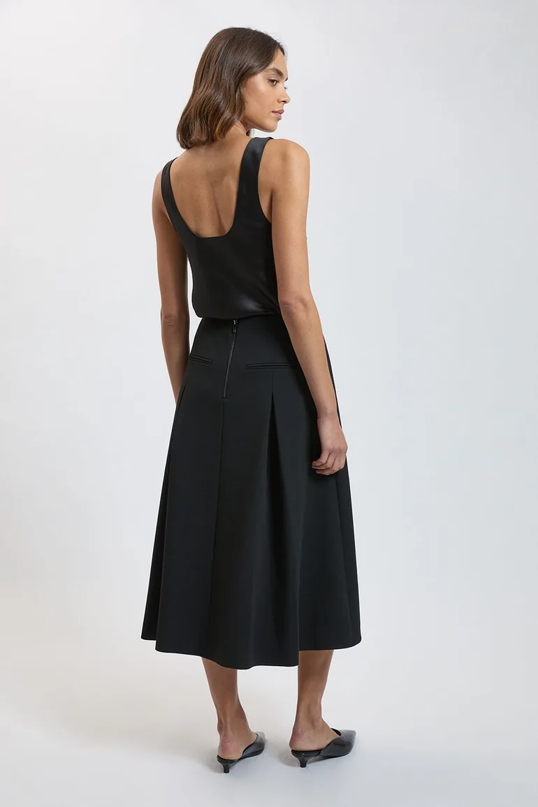 Compact Stretch Full Midi Skirt - 2