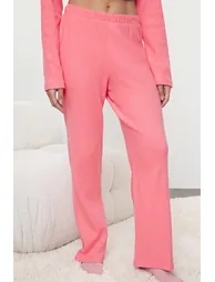 Pink Buttoned Ribbed Knitted Pajama Set - 6