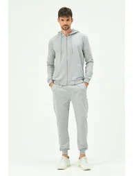 بدلة رياضة قطن رمادي بجيوب - 9