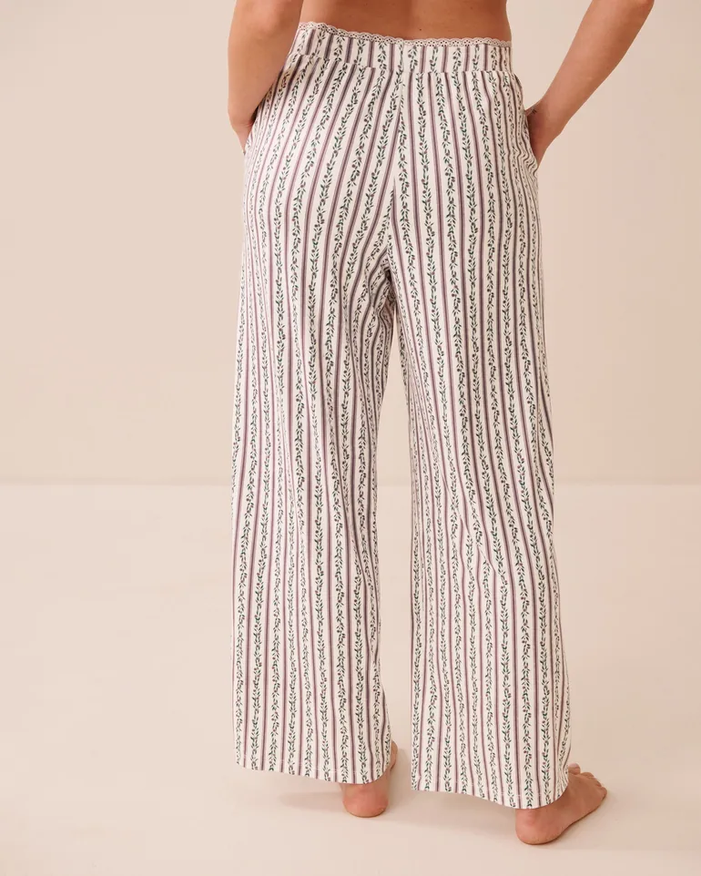 Floral Stripe Print Super Soft Pajama Pants - 1