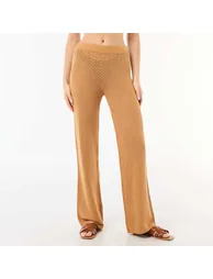 Crochet Knit Beach Pants BROWN - 4