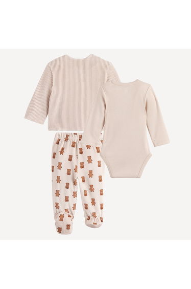 3 Piece Birth Kit with Bodysuit, Jacket and Trousers with Teddy Bear Motif product thumbnail 3