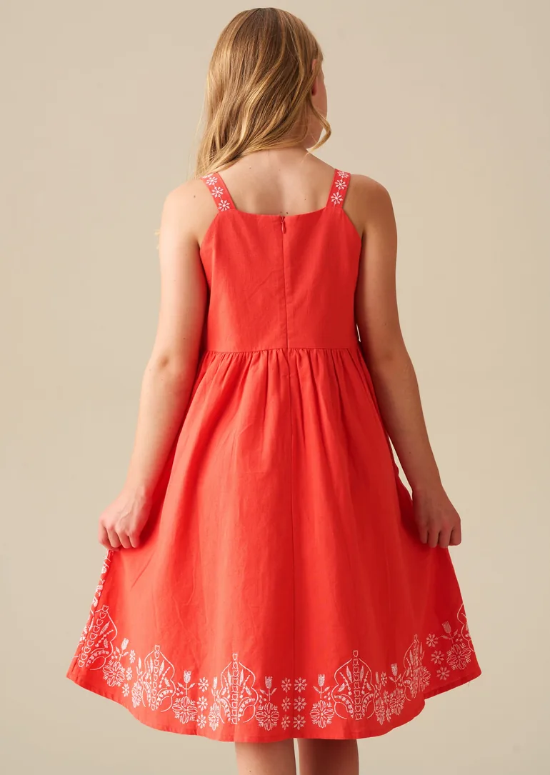 Pippa Red Embroidered Dress - 2