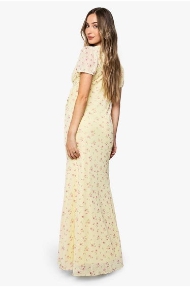 maternity mesh ditsy midaxi dress - lemon product thumbnail 2