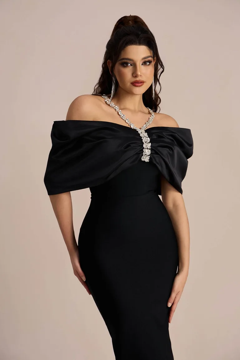 Alva Off Shoulder Diamante Maxi Dress - 5
