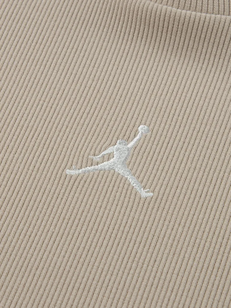 Jordan Girls Mock Neck Ribbed Dress in Beige - 2