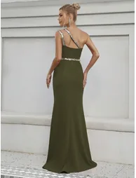 Leely Elegant One Shoulder Sleeveless Evening Gown - 1