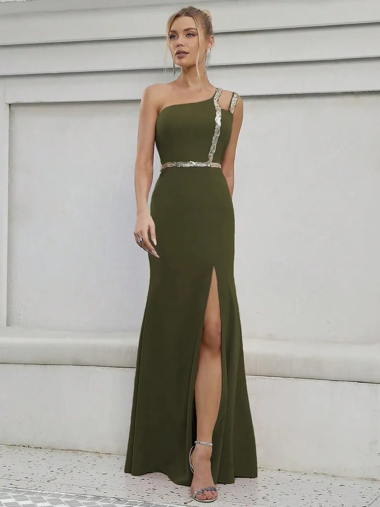 Leely Elegant One Shoulder Sleeveless Evening Gown - 5