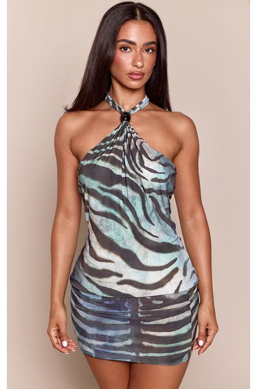Multi Animal Print Slinky Mini Skirt Co Ord product thumbnail 4