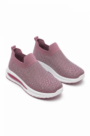 Crystal Comfort Aura Stretch Sock Slip On Trainers Pink