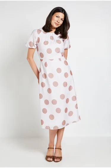 Polka Dot Tie Back Midi Dress