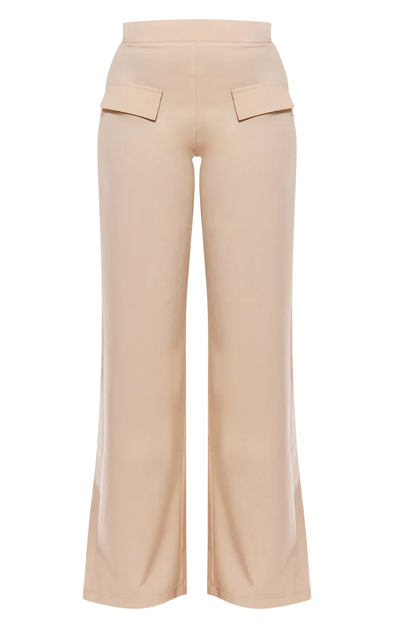 Stone Woven Tailored Wide Leg Pocket Detail Trouser - 4