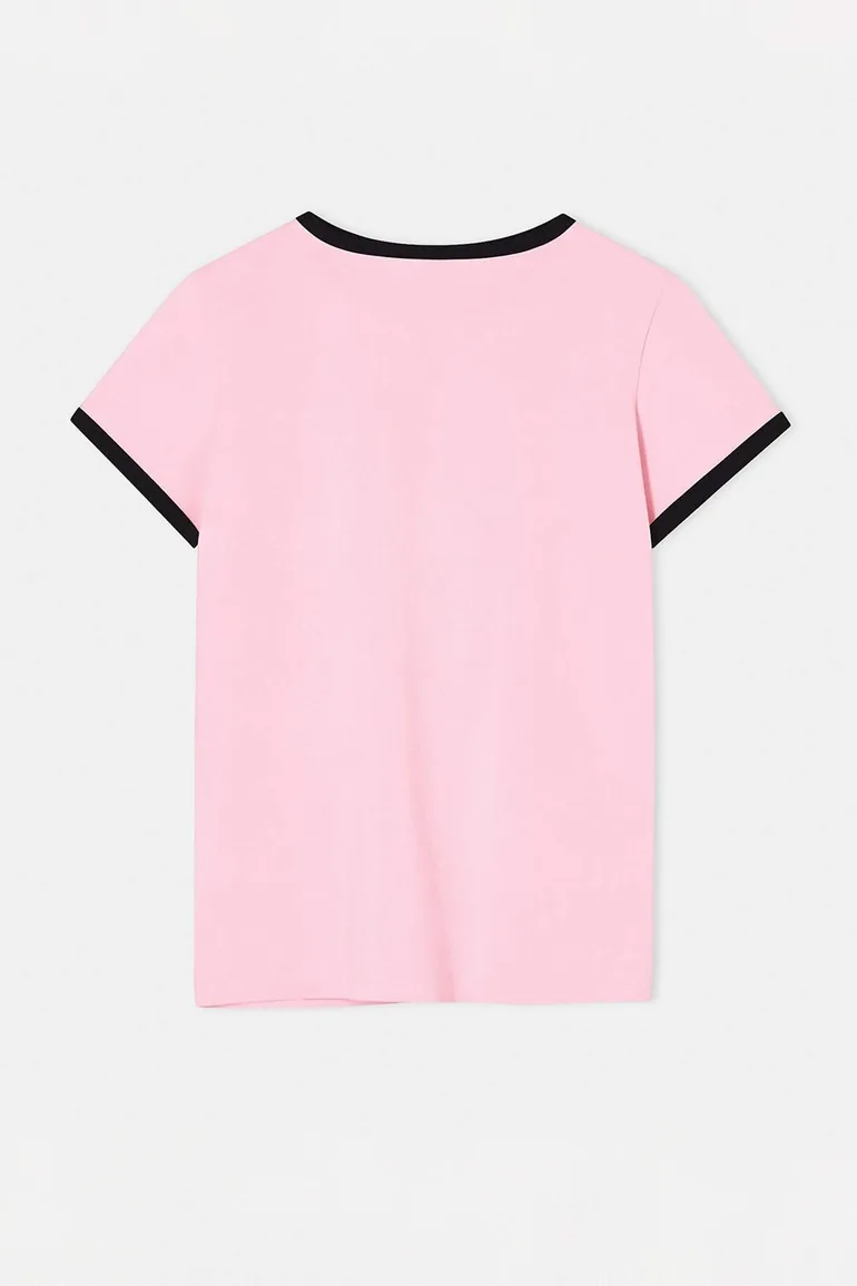 Pink Floral Print Fitted/Bodycon Plus Size T-Shirt - 9