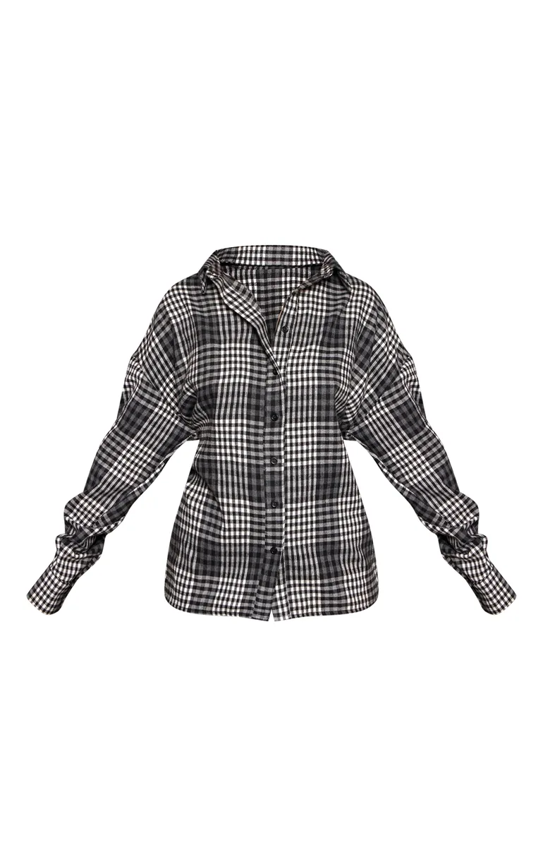 Petite Black Checked Tie Back Flannel Shirt - 4