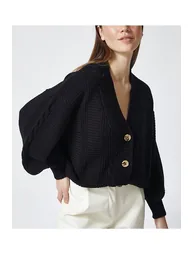 Cardigan - Black - Oversize - 2