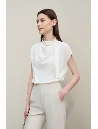 Swing Collar Tie Chiffon Top - 2