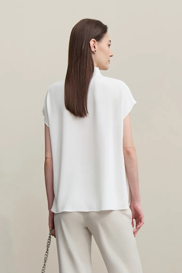 Swing Collar Tie Chiffon Top - 5